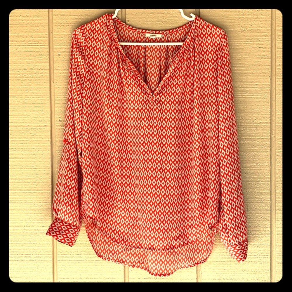 Orange and Grey Print Blouse Top from Pleione